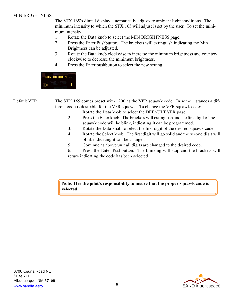 Sandia Aerospace STX 165 User Guide User Manual | Page 10 / 10