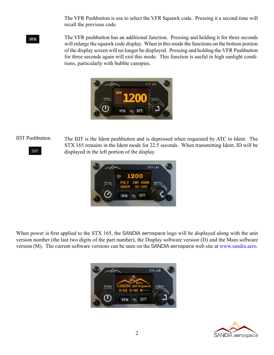 Sandia Aerospace STX 165 User Guide User Manual | Page 4 / 10