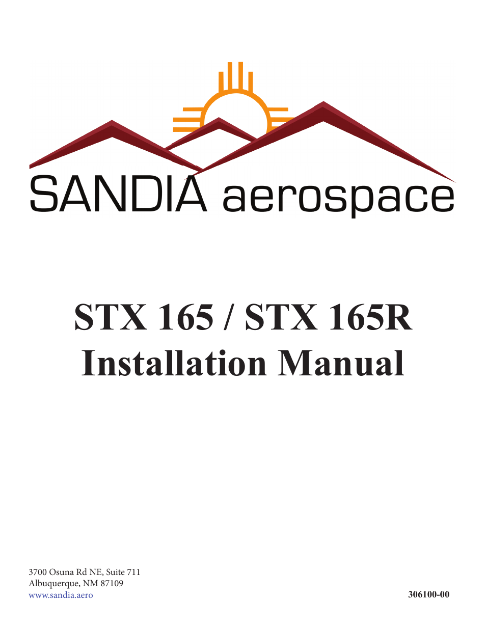 Sandia Aerospace STX 165 Installation Manual User Manual | 22 pages