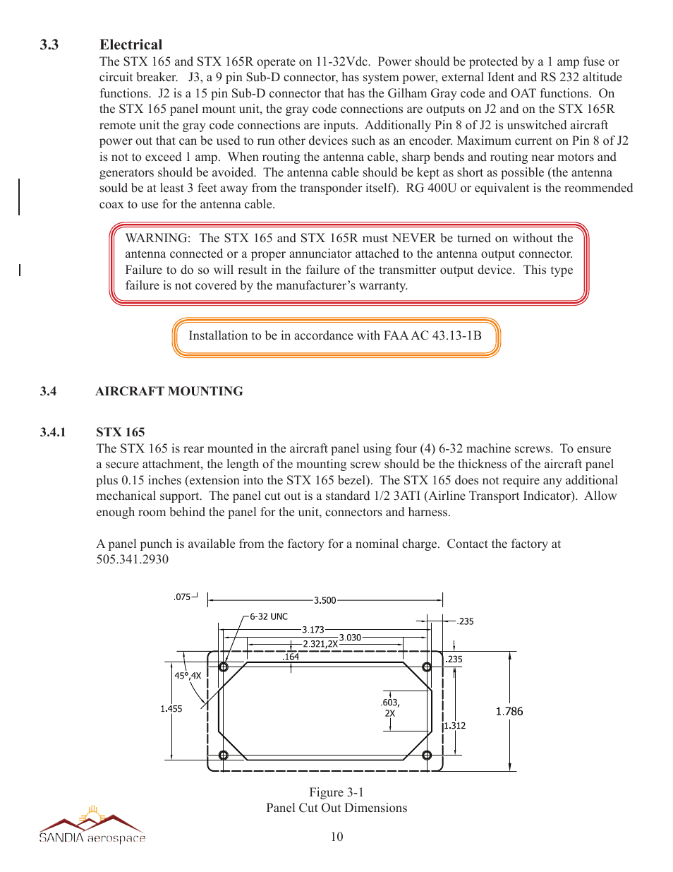 Sandia Aerospace STX 165 Installation Manual User Manual | Page 11 / 22