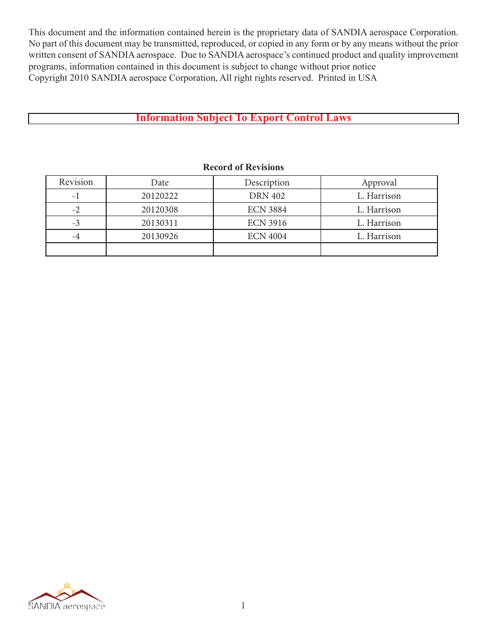 Sandia Aerospace STX 165 Installation Manual User Manual | Page 2 / 22