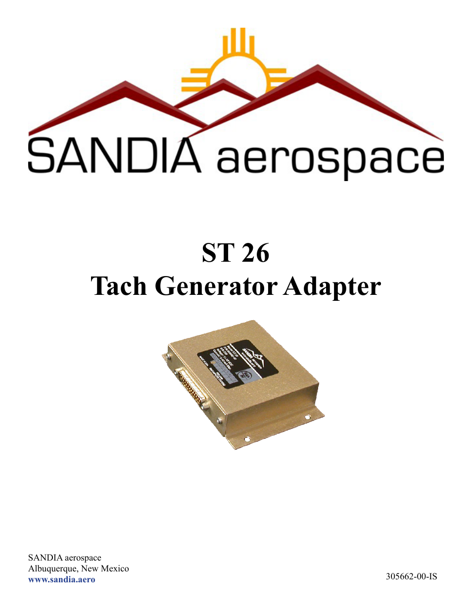 Sandia Aerospace ST26 User Manual | 8 pages