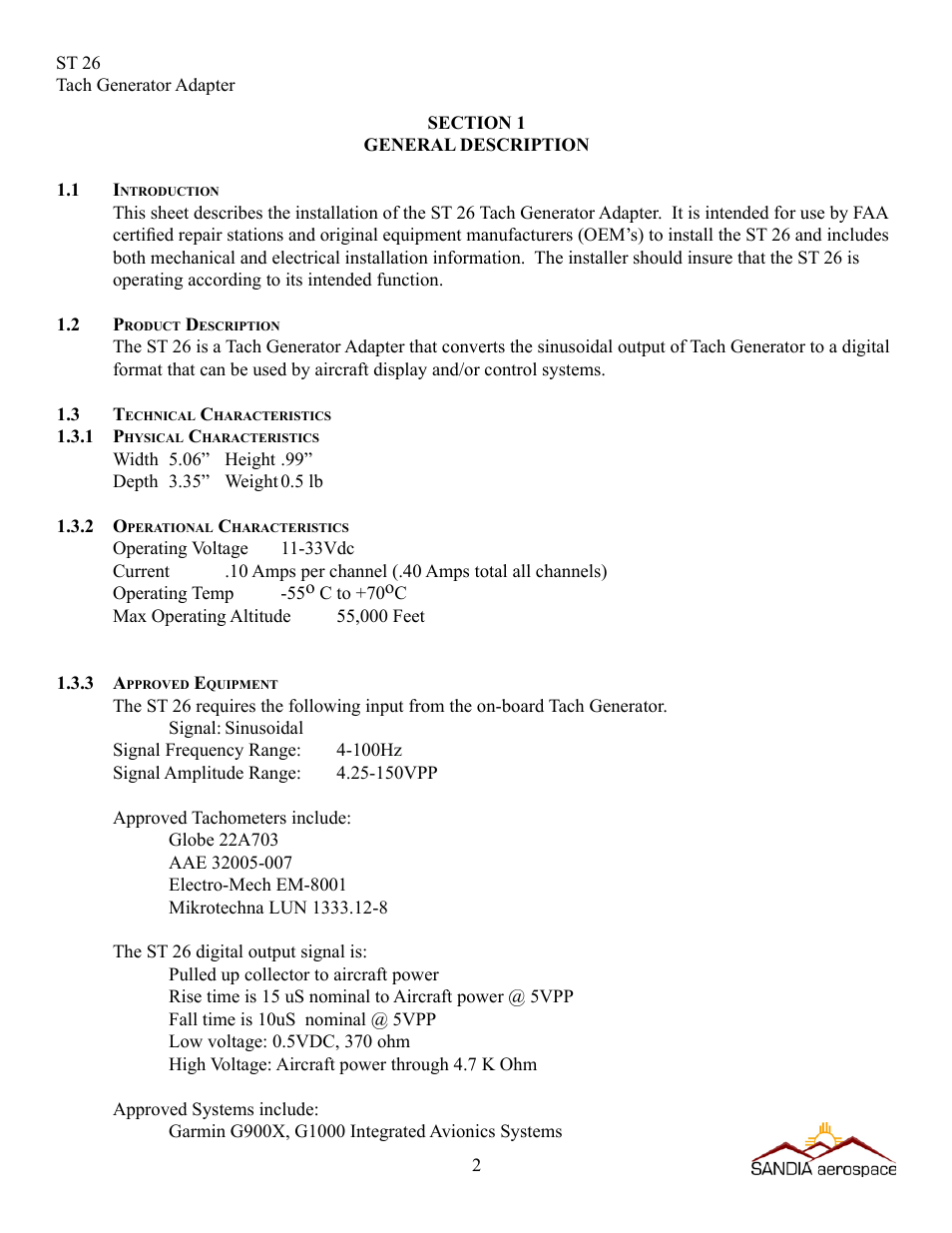 Sandia Aerospace ST26 User Manual | Page 3 / 8