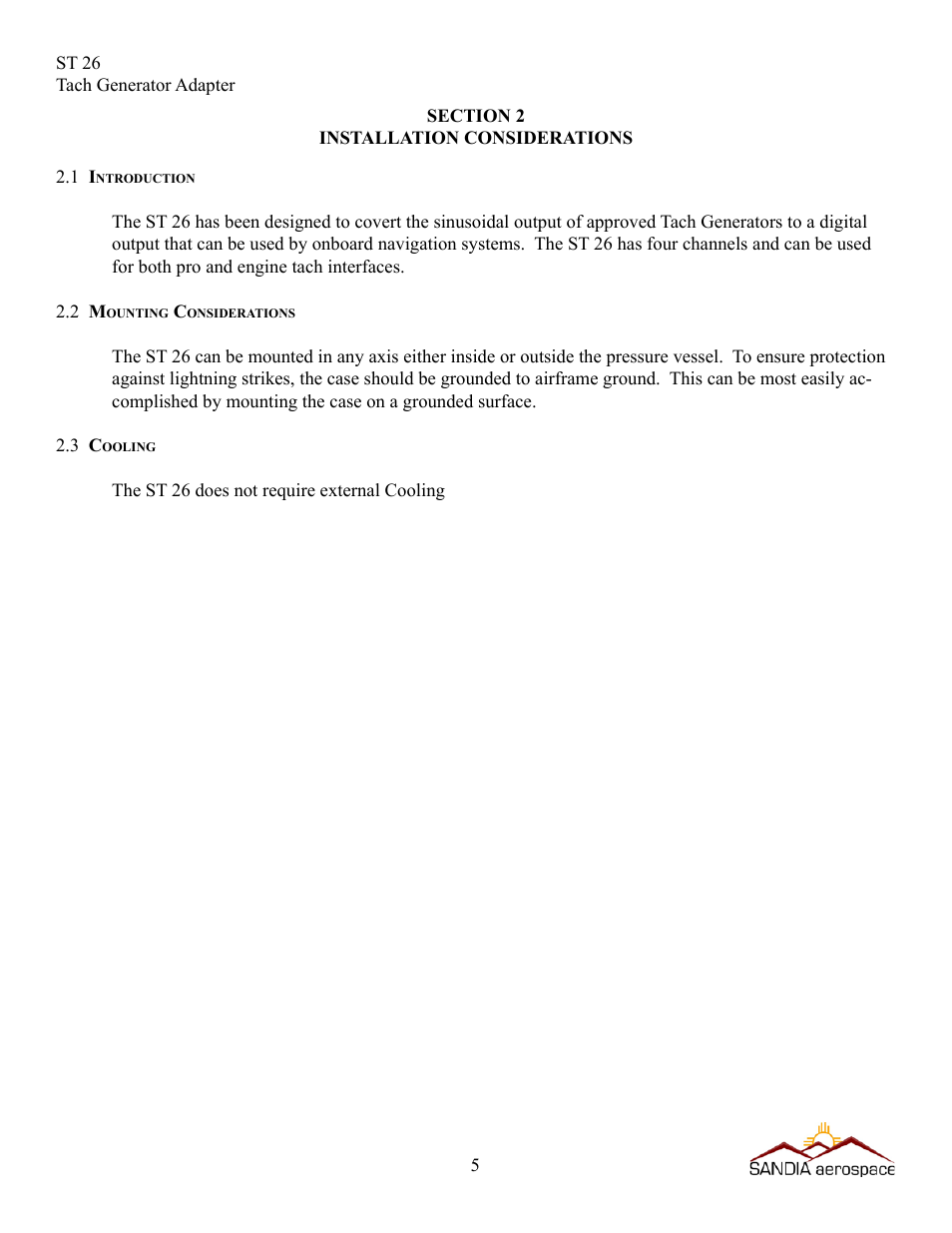 Sandia Aerospace ST26 User Manual | Page 6 / 8