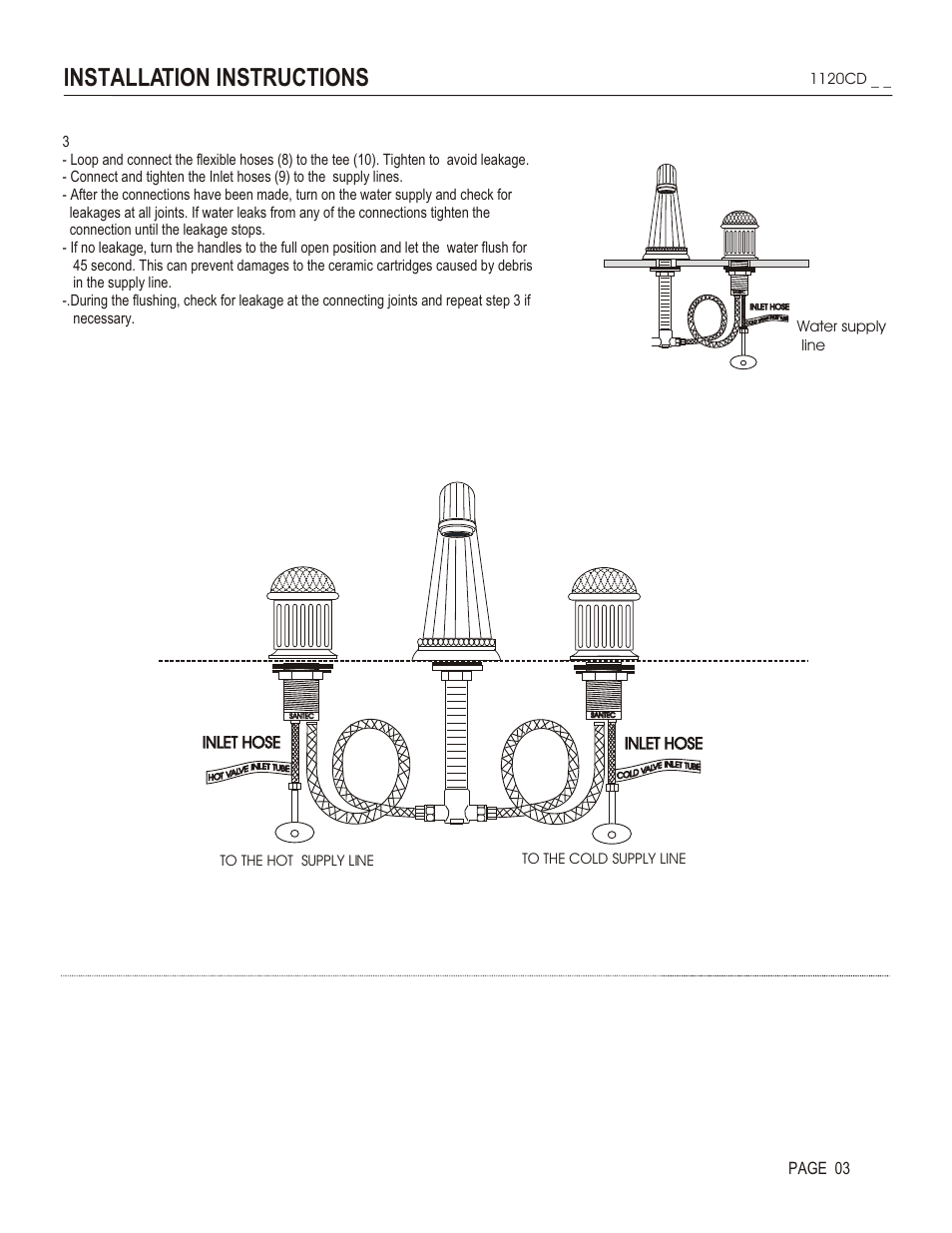 Installation instructions, Page 03, Inlet hose | Santec 1120CD User Manual | Page 3 / 4