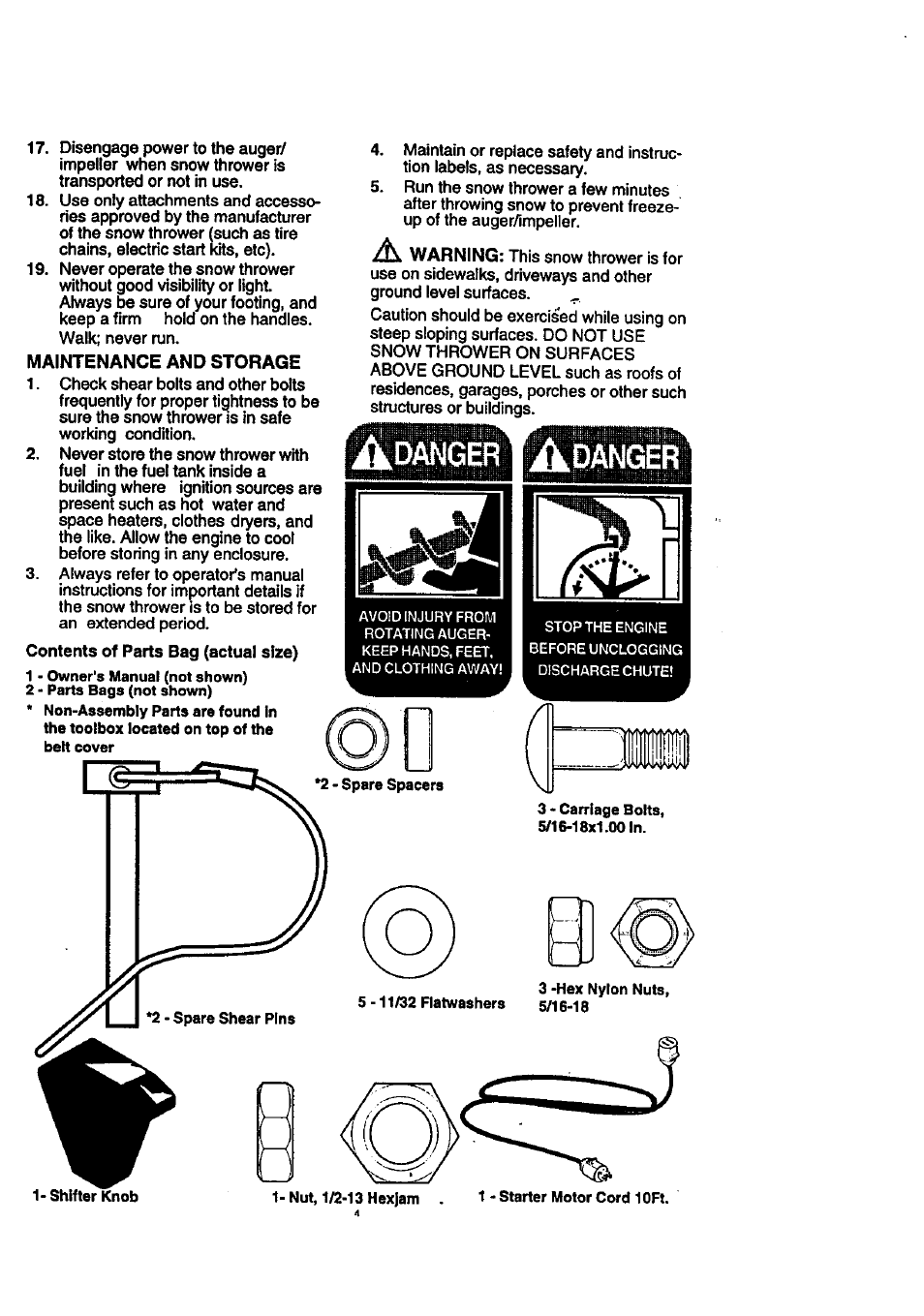 Danger | Craftsman 536.888400 User Manual | Page 4 / 42