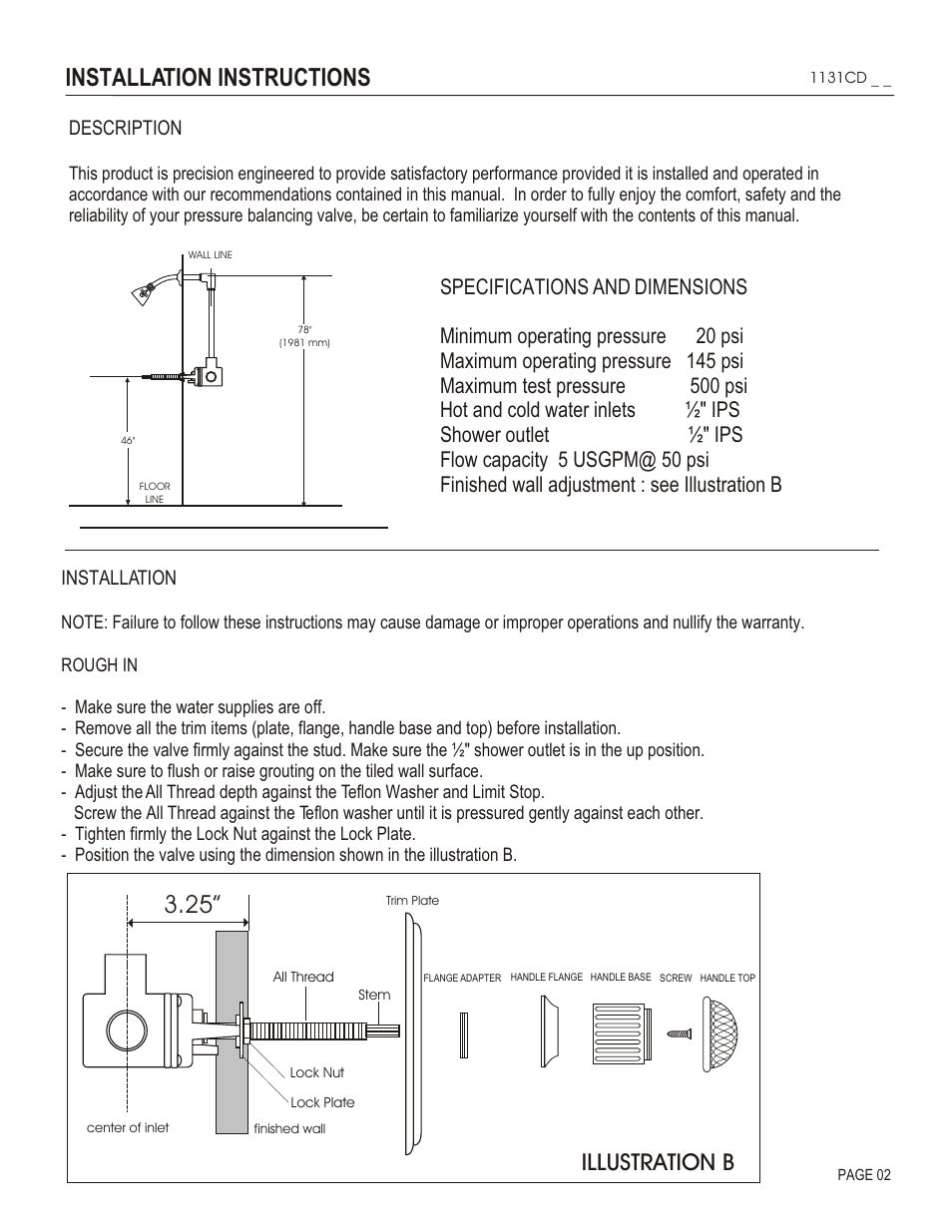 Installation instructions, Illustration b, Description | Installation | Santec 1131CD User Manual | Page 2 / 4
