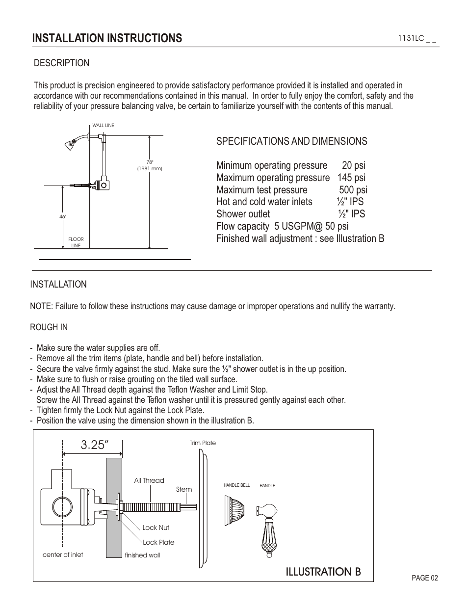 Installation instructions, Illustration b, Description | Installation | Santec 1131LC User Manual | Page 2 / 4
