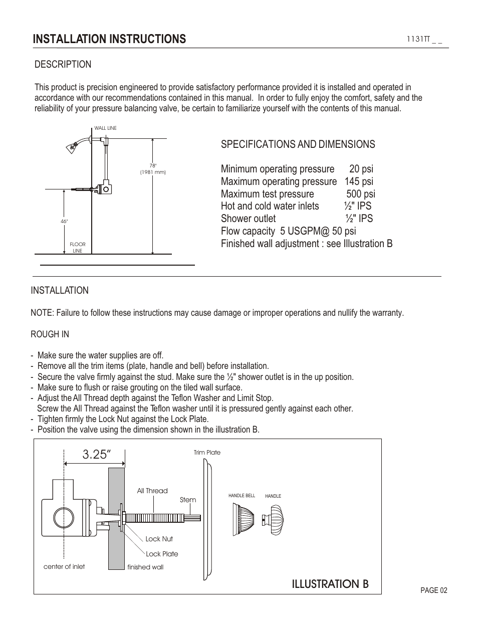 Installation instructions, Illustration b, Description | Installation | Santec 1131TT User Manual | Page 2 / 4