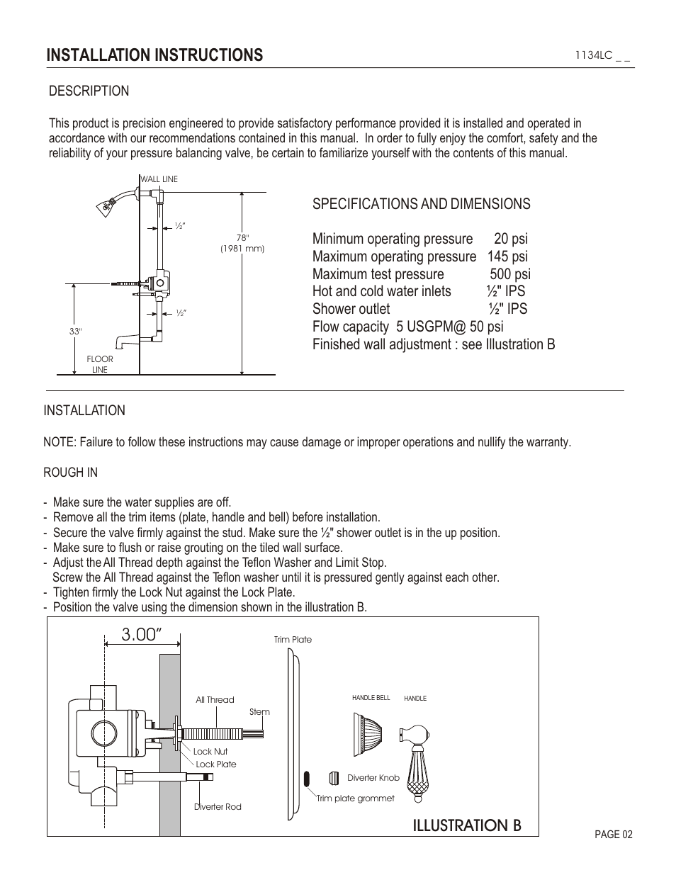 Installation instructions 3.00, Illustration b, Description | Installation | Santec 1134LC User Manual | Page 2 / 4