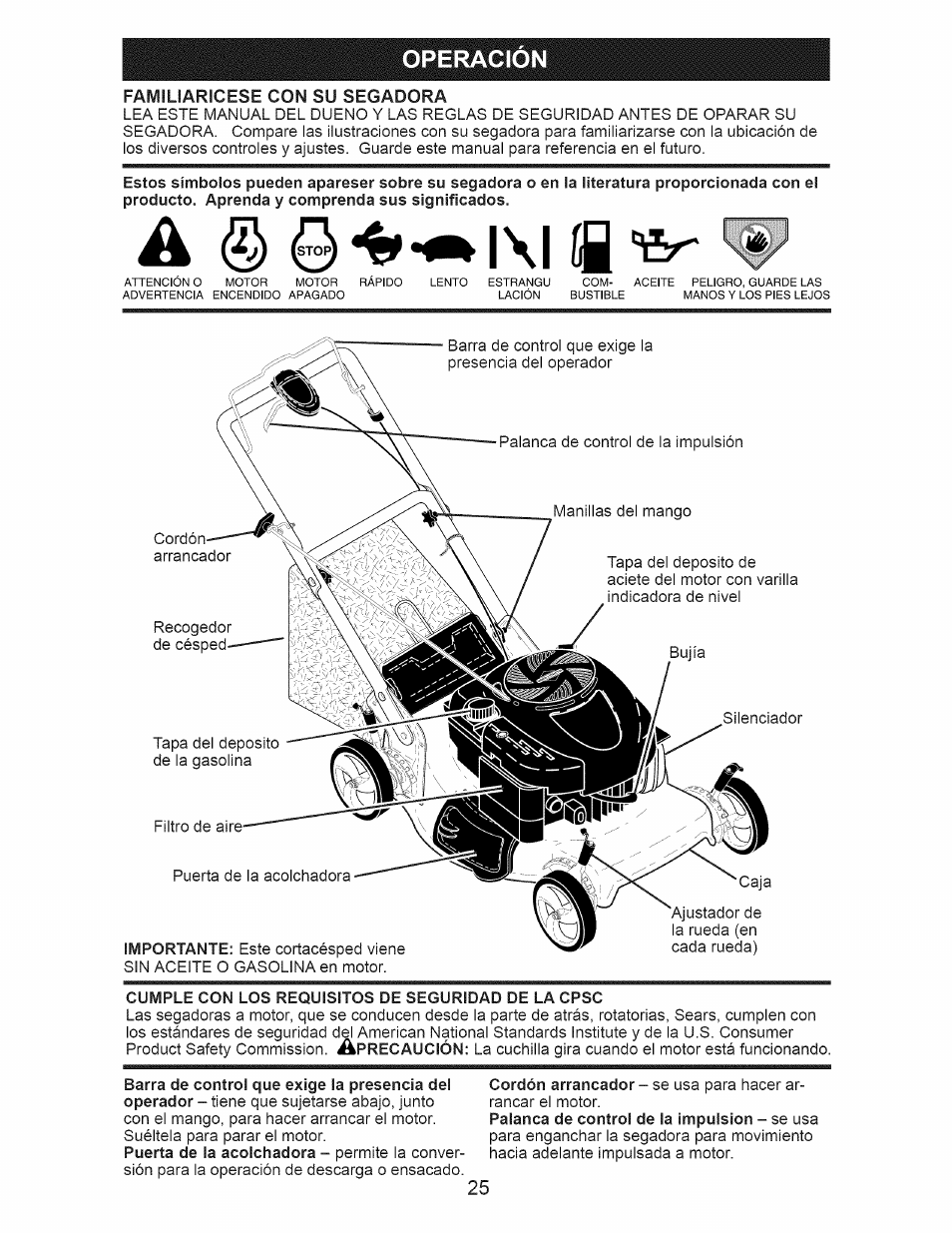 A (§) ^ l\l ííq, Operacion | Craftsman 917.374356 User Manual | Page 25 / 48