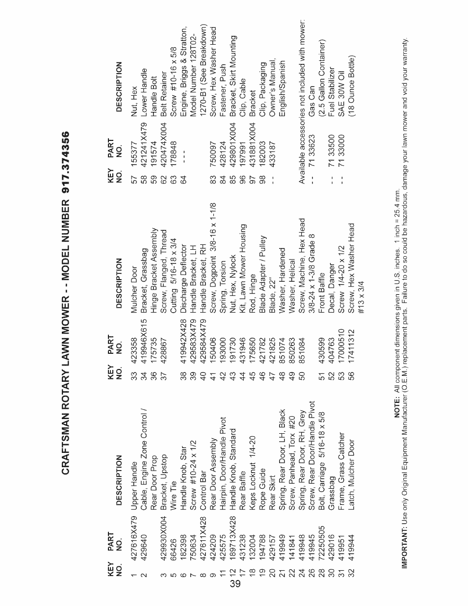 Craftsman 917.374356 User Manual | Page 39 / 48