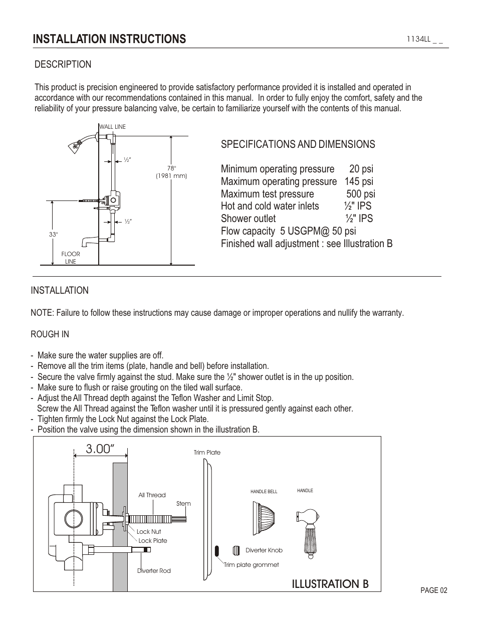 Installation instructions, Illustration b, Description | Installation | Santec 1134LL User Manual | Page 2 / 4