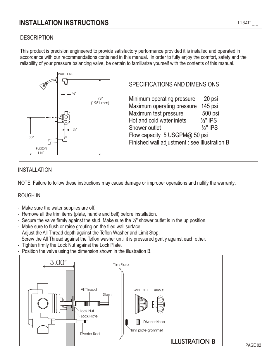 Installation instructions 3.00, Illustration b, Description | Installation | Santec 1134TT User Manual | Page 2 / 4