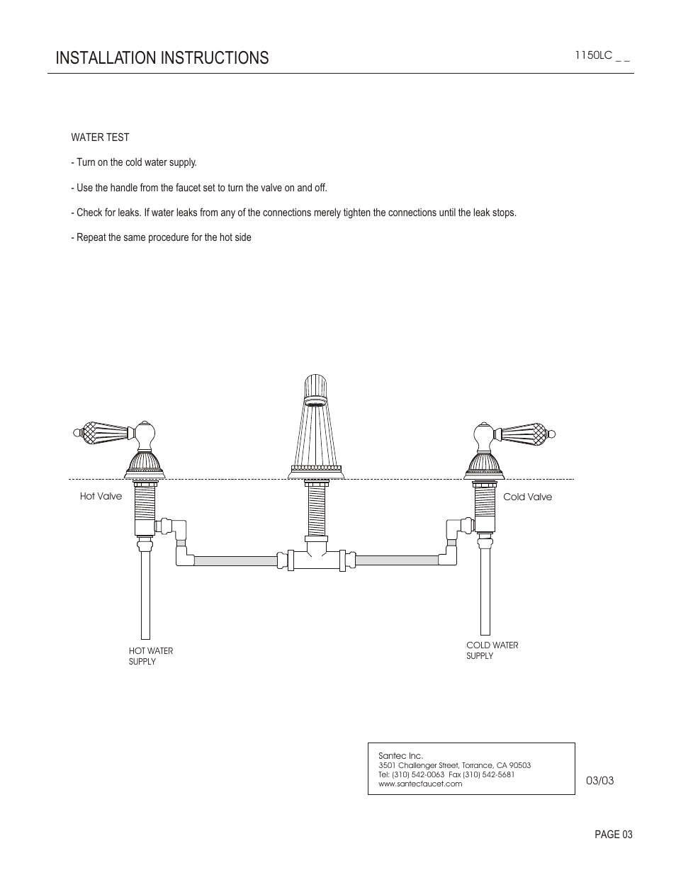 Installation instructions | Santec 1150LC User Manual | Page 3 / 4