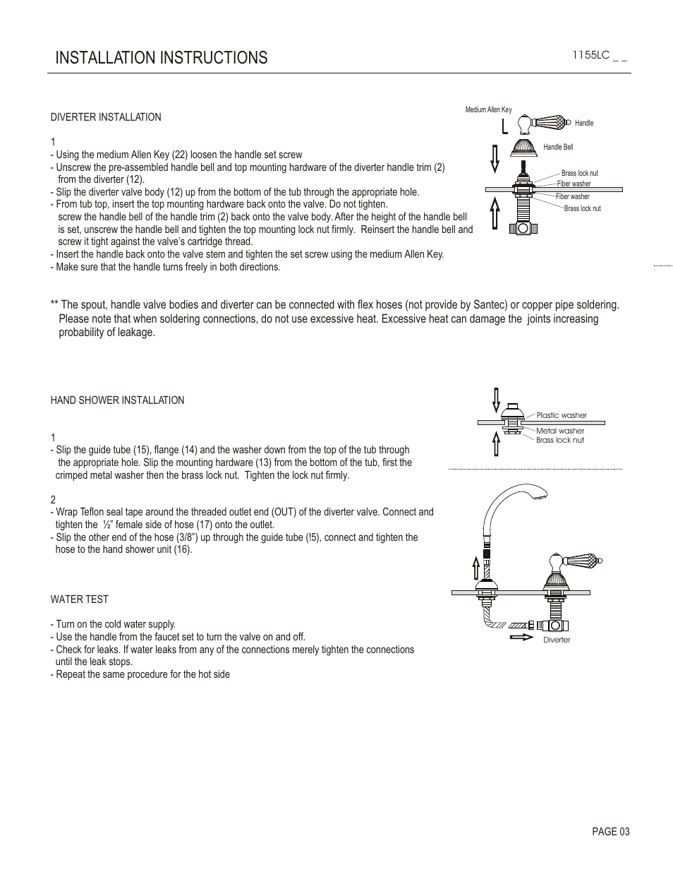 Installation instructions | Santec 1155LC User Manual | Page 3 / 4