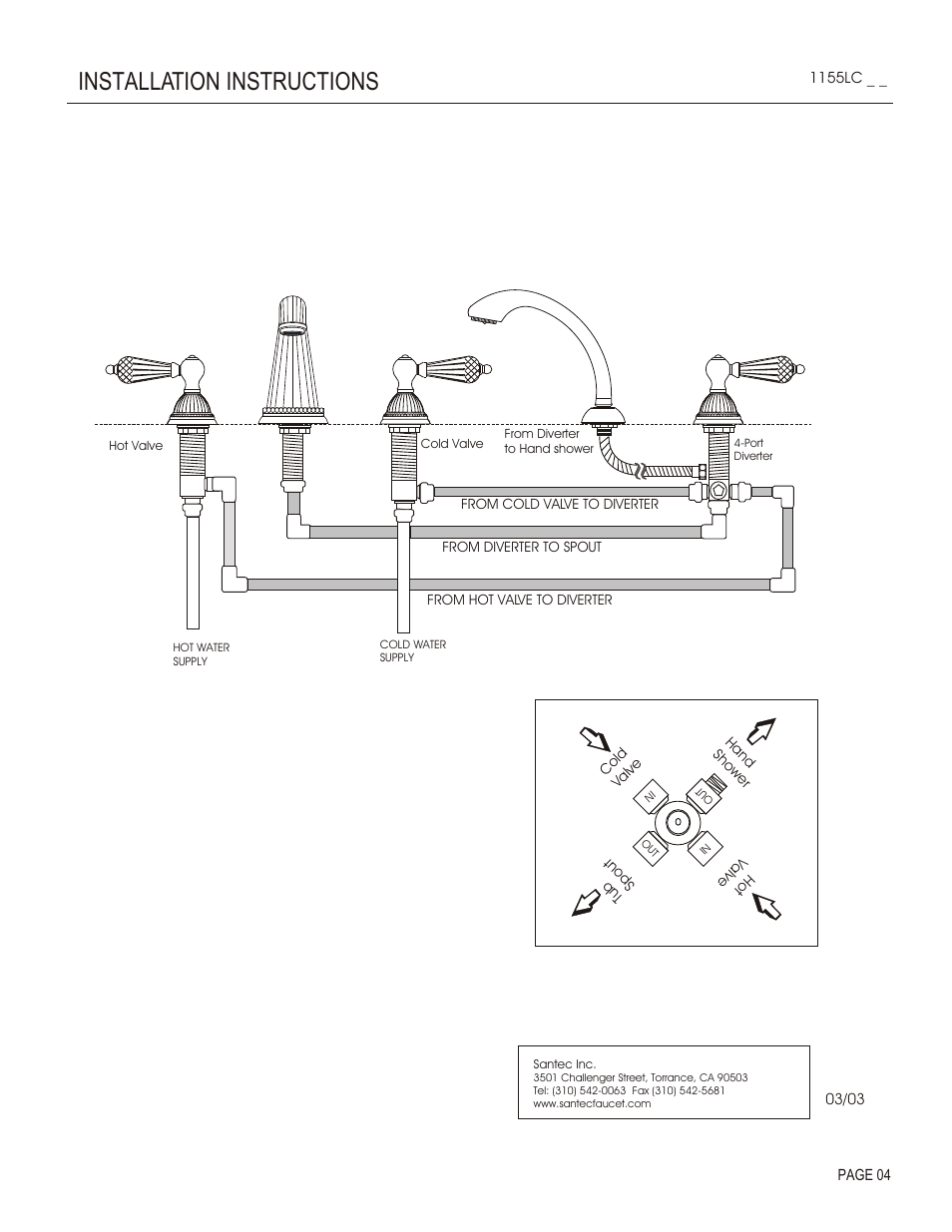 Installation instructions | Santec 1155LC User Manual | Page 4 / 4