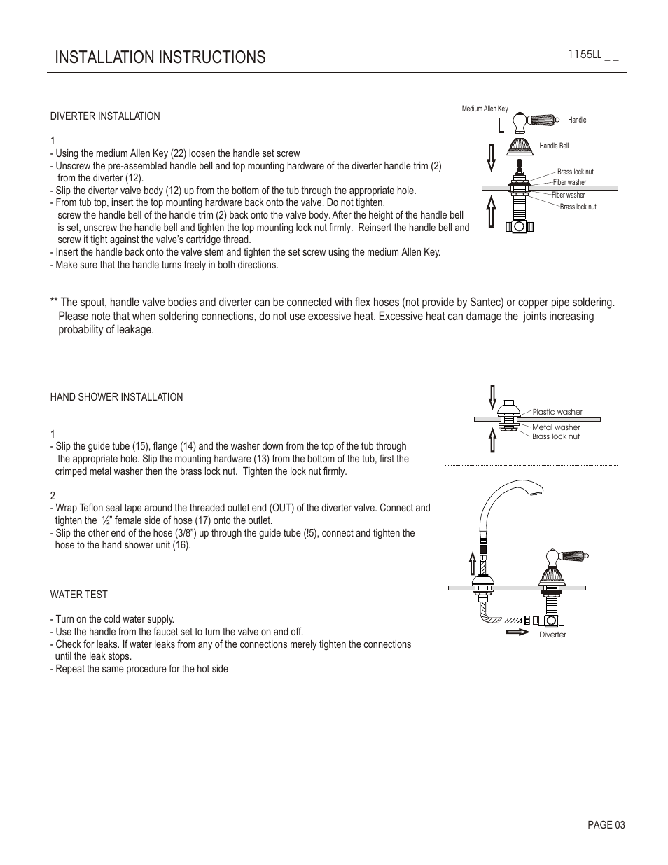 Installation instructions | Santec 1155LL User Manual | Page 3 / 4