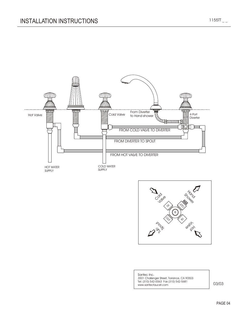 Installation instructions | Santec 1155TT User Manual | Page 4 / 4