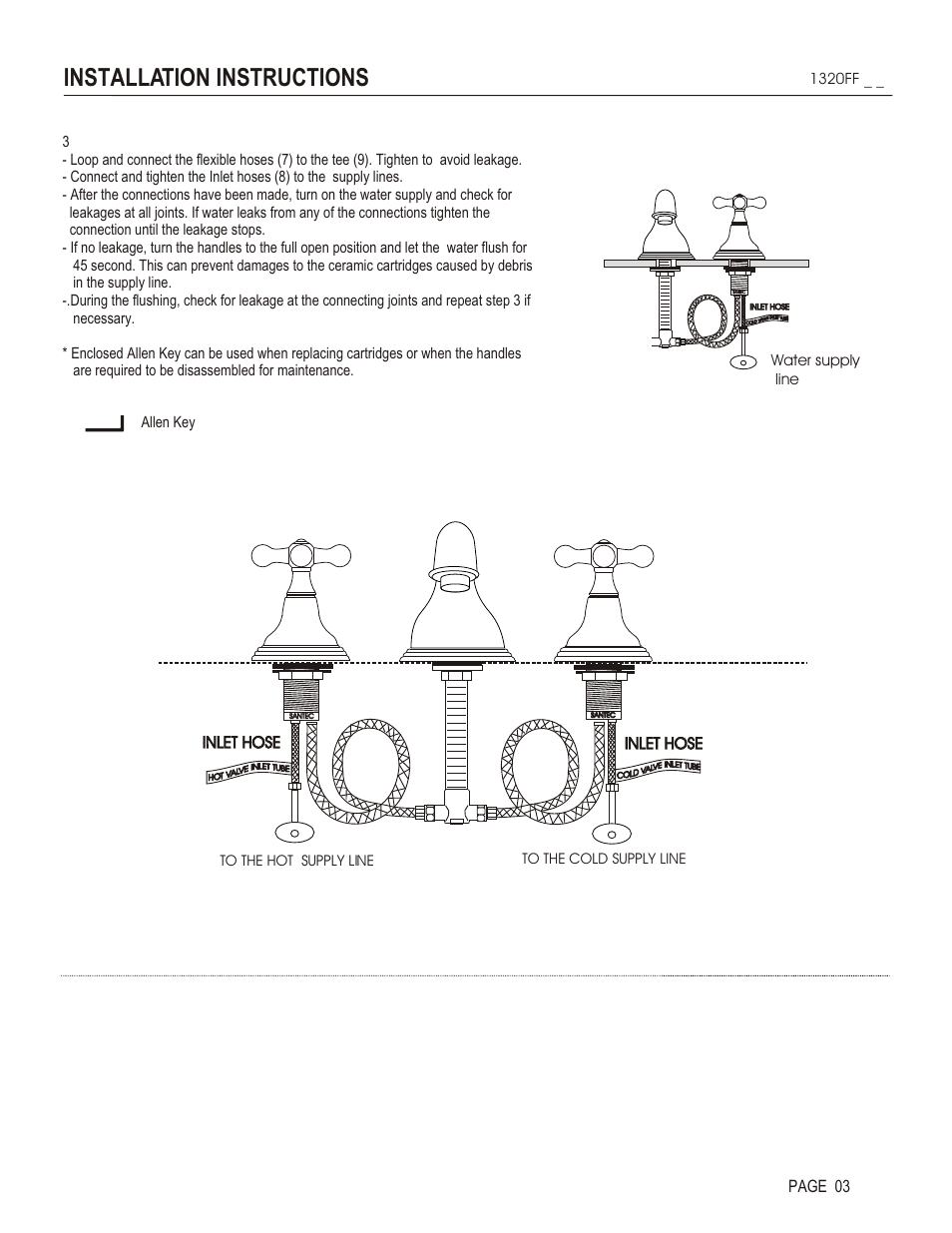 Installation instructions, Page 03, Inlet hose | Santec 1320FF User Manual | Page 3 / 4
