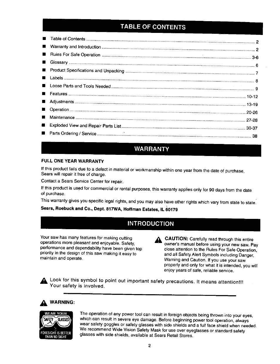 Craftsman 315.212110 User Manual | Page 2 / 38