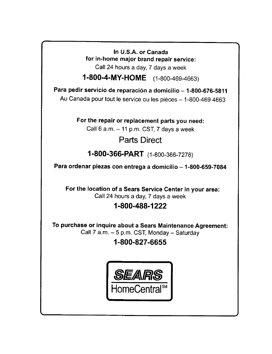 800-4-my-home | Craftsman 315.212110 User Manual | Page 38 / 38