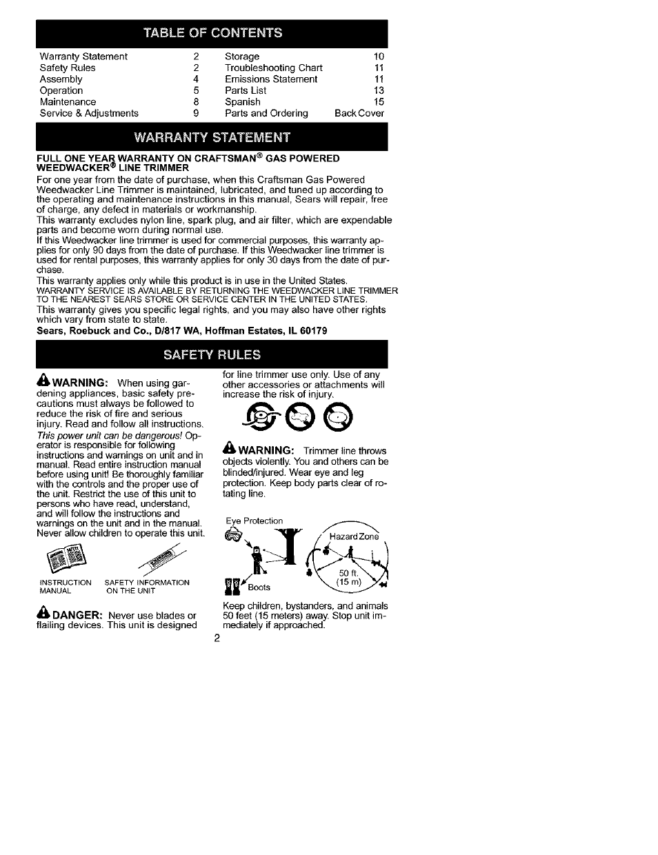 Craftsman 358.745511 User Manual | Page 2 / 12