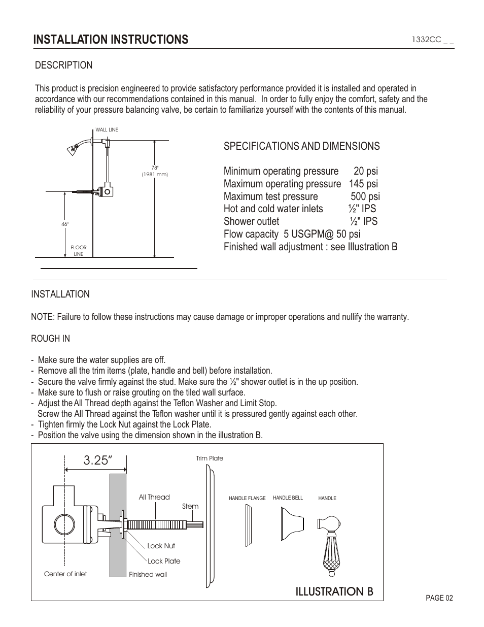 Installation instructions, Illustration b, Description | Installation | Santec 1332CC User Manual | Page 2 / 4