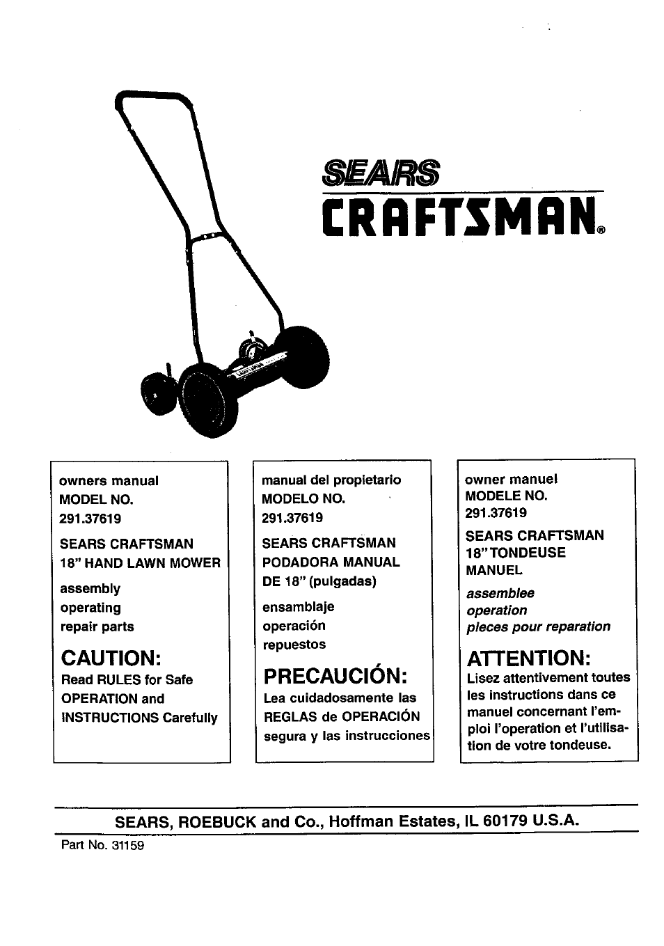 Craftsman 291.37619 User Manual | 7 pages