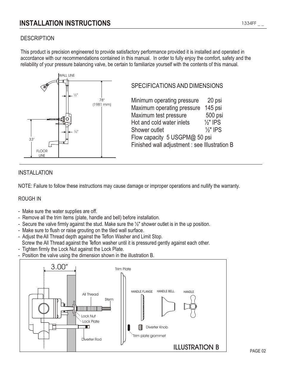 Installation instructions 3.00, Illustration b, Description | Installation | Santec 1334FF User Manual | Page 2 / 4