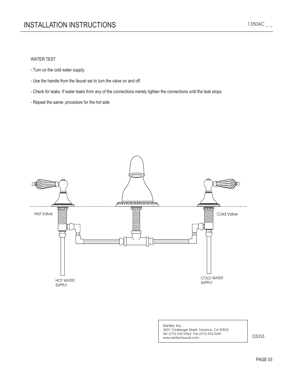 Installation instructions | Santec 1350AC User Manual | Page 3 / 4