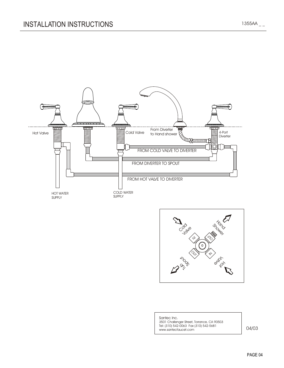 Installation instructions | Santec 1355AA User Manual | Page 4 / 4