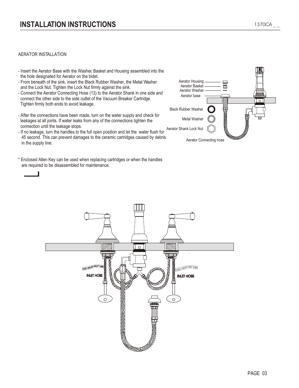 Installation instructions, Page 03 | Santec 1370CA User Manual | Page 3 / 4