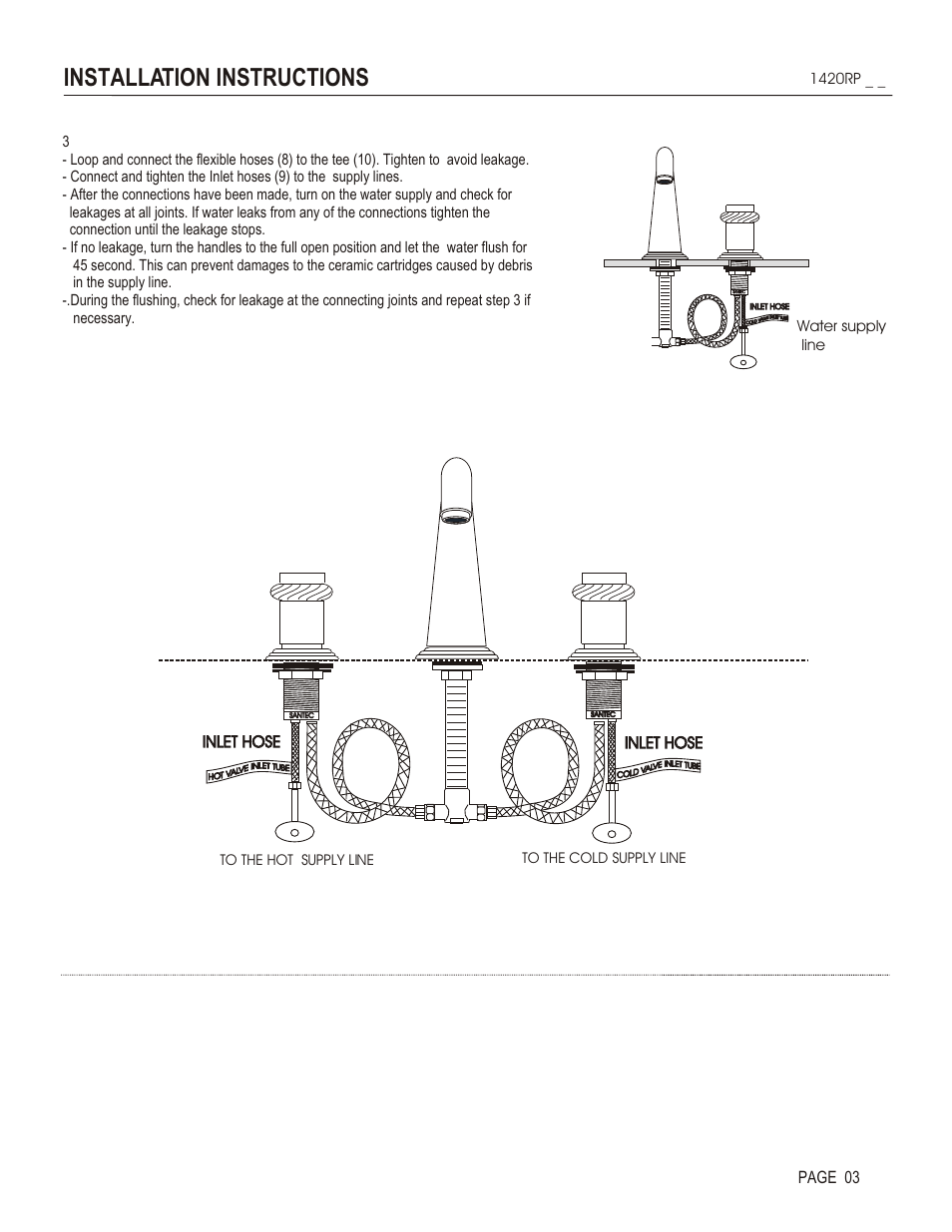 Installation instructions, Page 03, Inlet hose | Santec 1420RP User Manual | Page 3 / 4