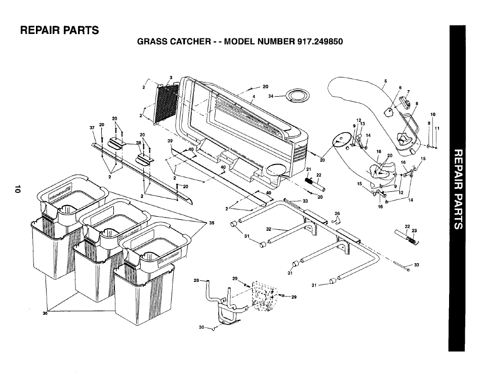 Repair parts, Repair parts -11 | Craftsman 917.24985 User Manual | Page 10 / 12