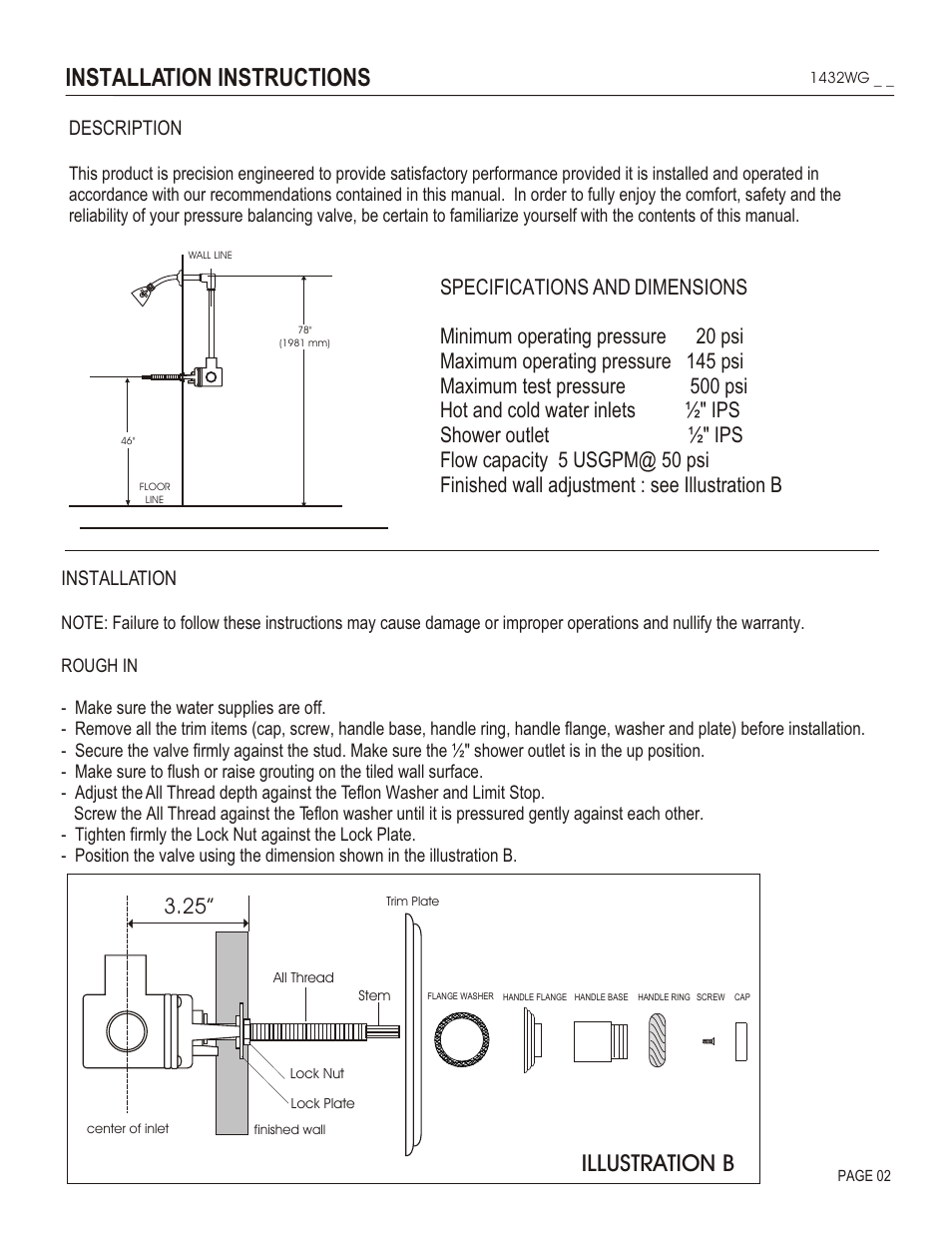 Installation instructions, Illustration b, Description | Installation | Santec 1432WG User Manual | Page 2 / 4