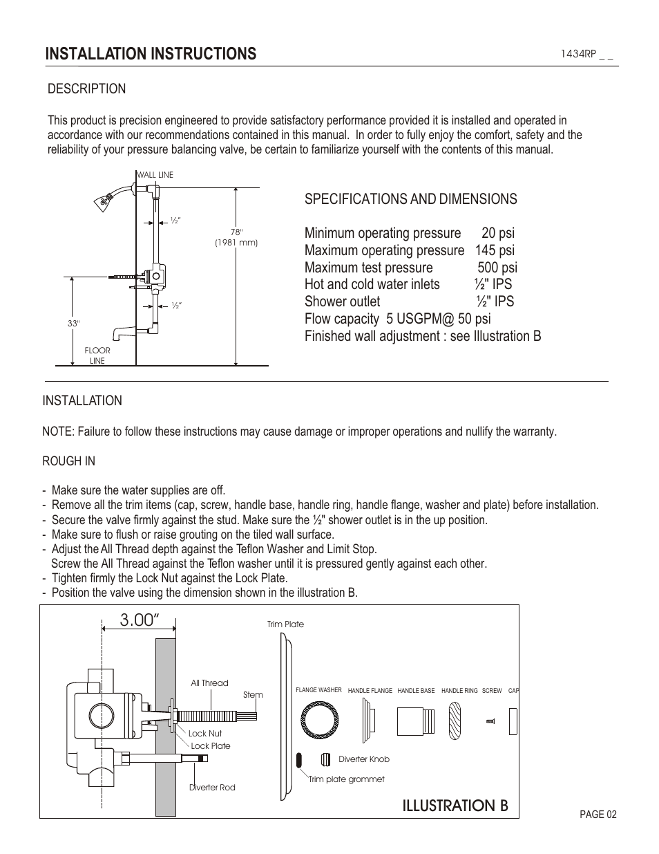 Installation instructions 3.00, Illustration b, Description | Installation | Santec 1434RP User Manual | Page 2 / 4