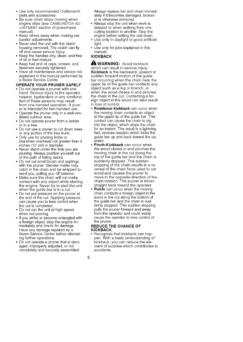 Idk warning | Craftsman 944.514610 User Manual | Page 5 / 14