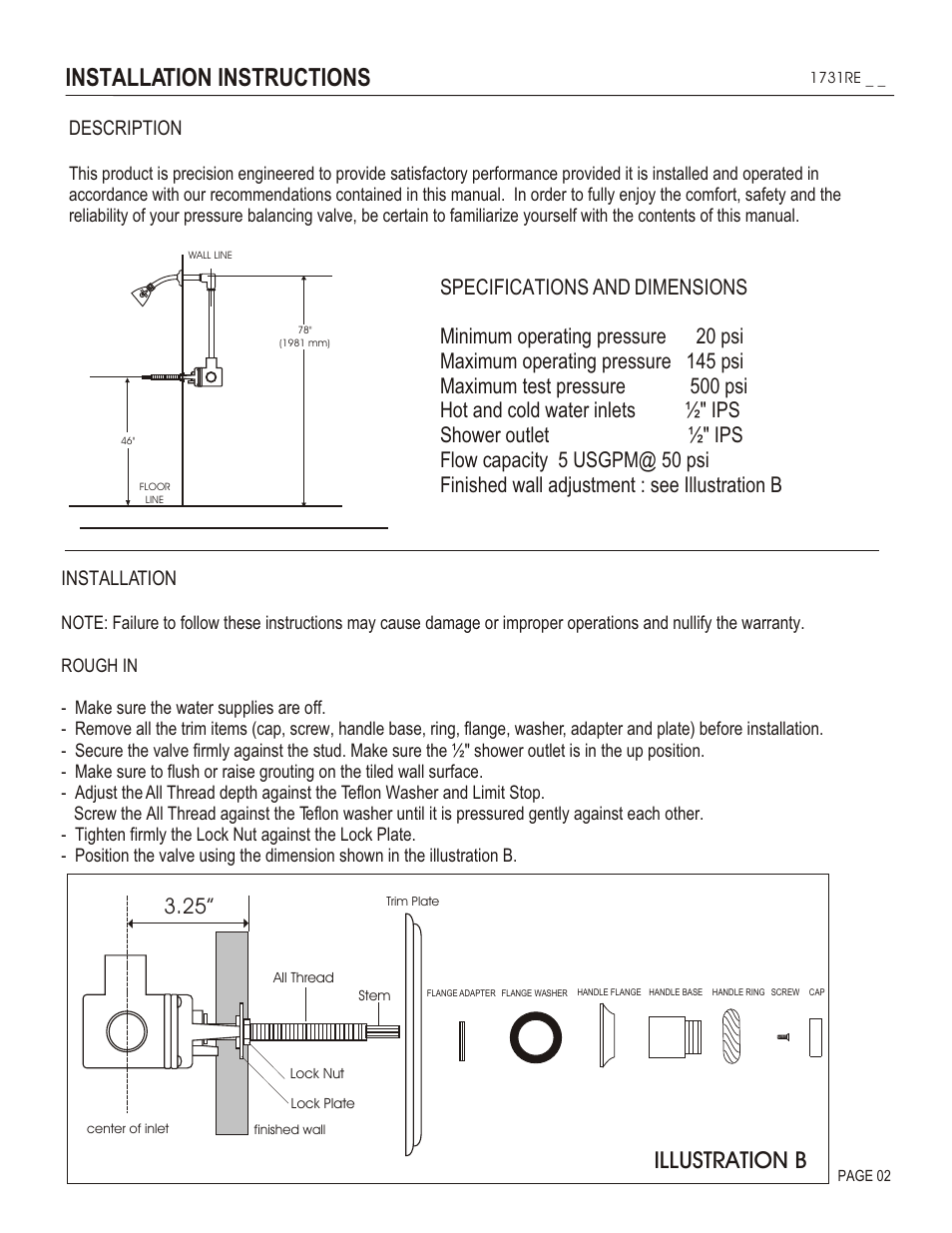Installation instructions, Illustration b, Description | Installation | Santec 1731RE User Manual | Page 2 / 4