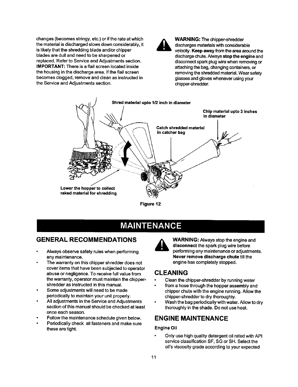 General recommendations, Cleaning, Engine maintenance | Engine oil, Maintenance | Craftsman 247.775880 User Manual | Page 11 / 26