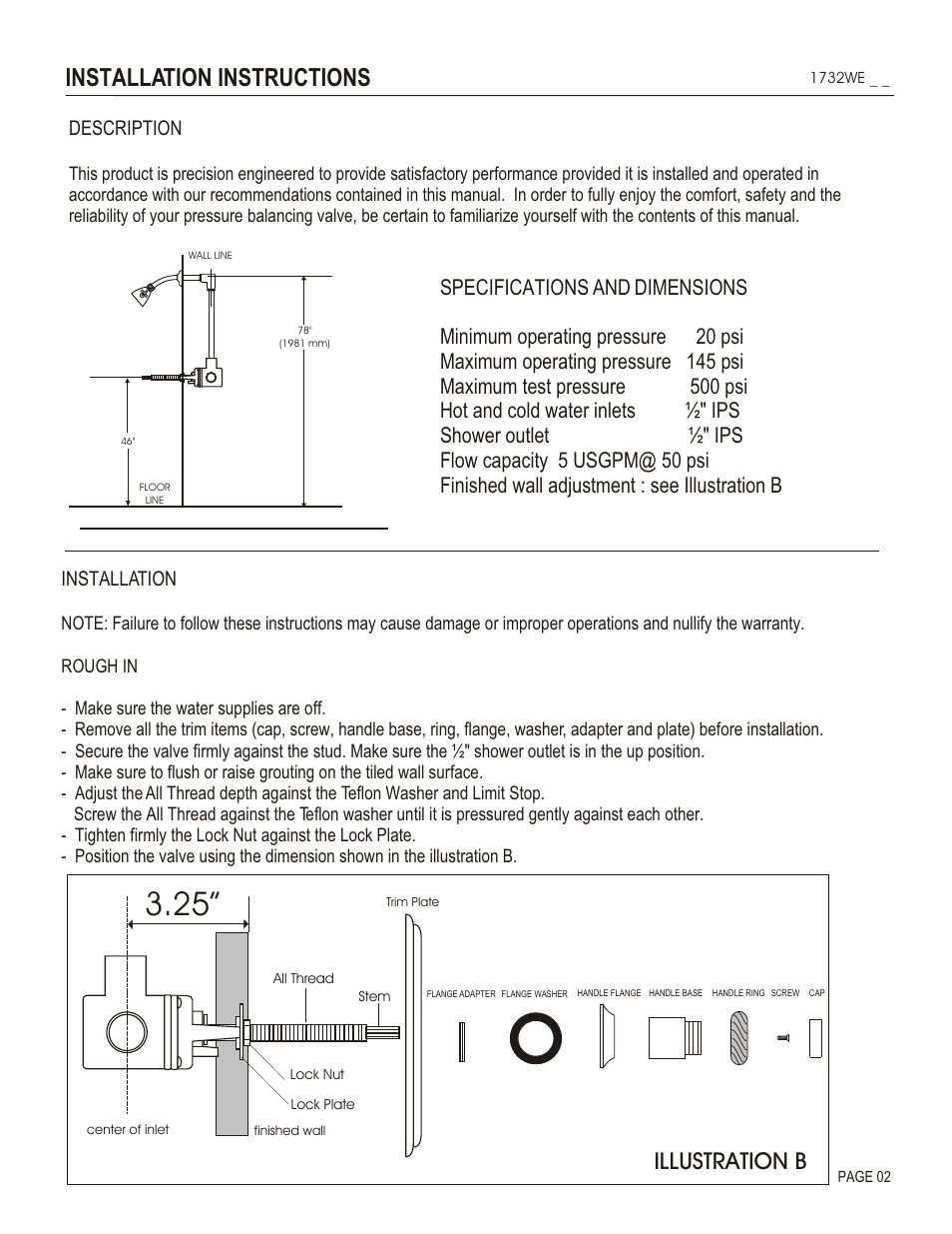 Installation instructions, Illustration b, Description | Installation | Santec 1732WE User Manual | Page 2 / 4
