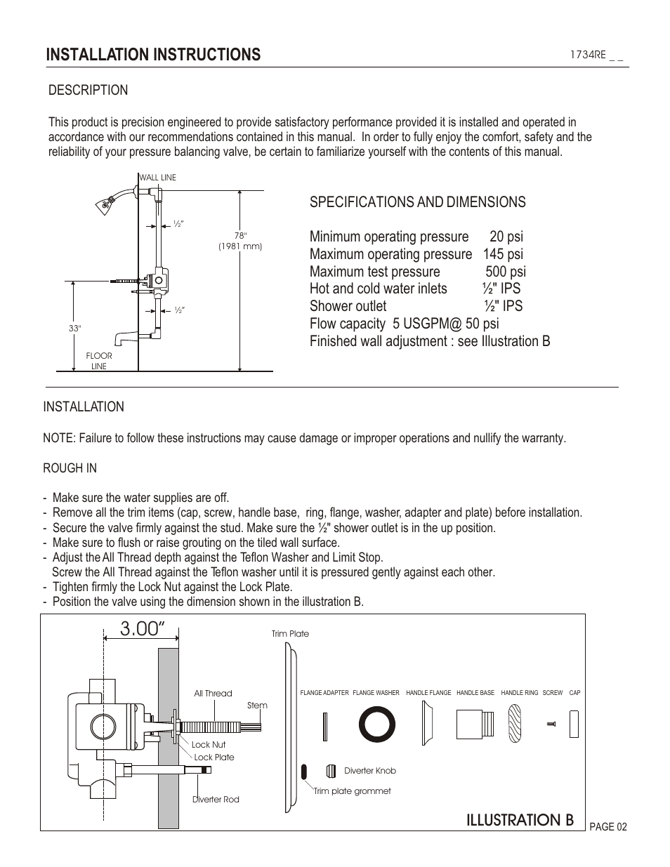 Installation instructions, Illustration b, Description | Installation | Santec 1734RE User Manual | Page 2 / 4