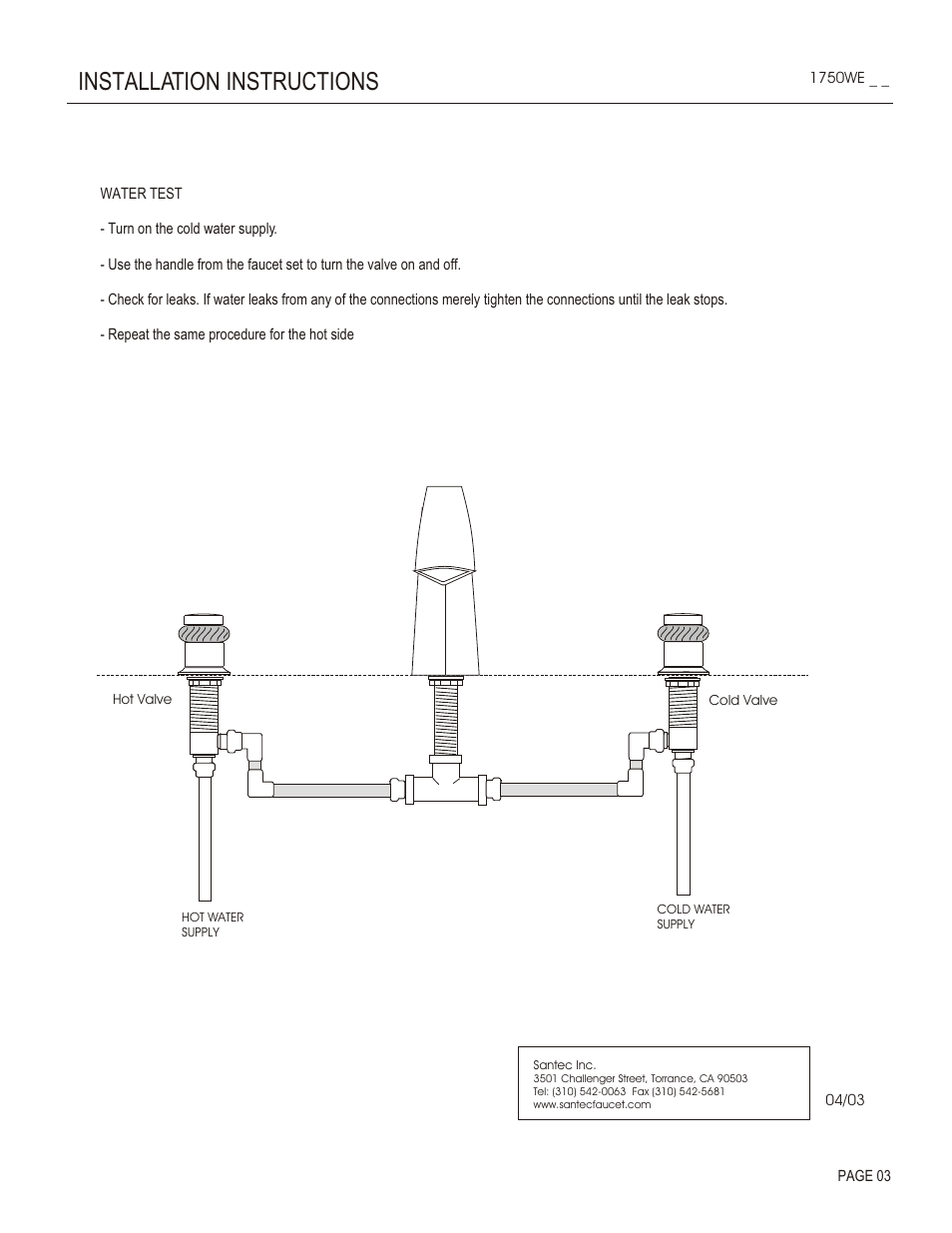 Installation instructions | Santec 1750WE User Manual | Page 3 / 4