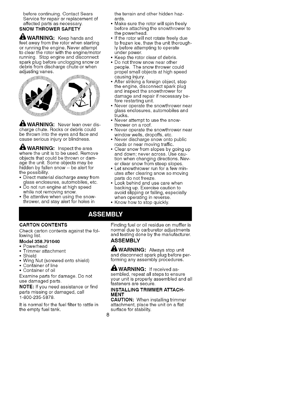 Assembly | Craftsman 358.79104 User Manual | Page 8 / 19