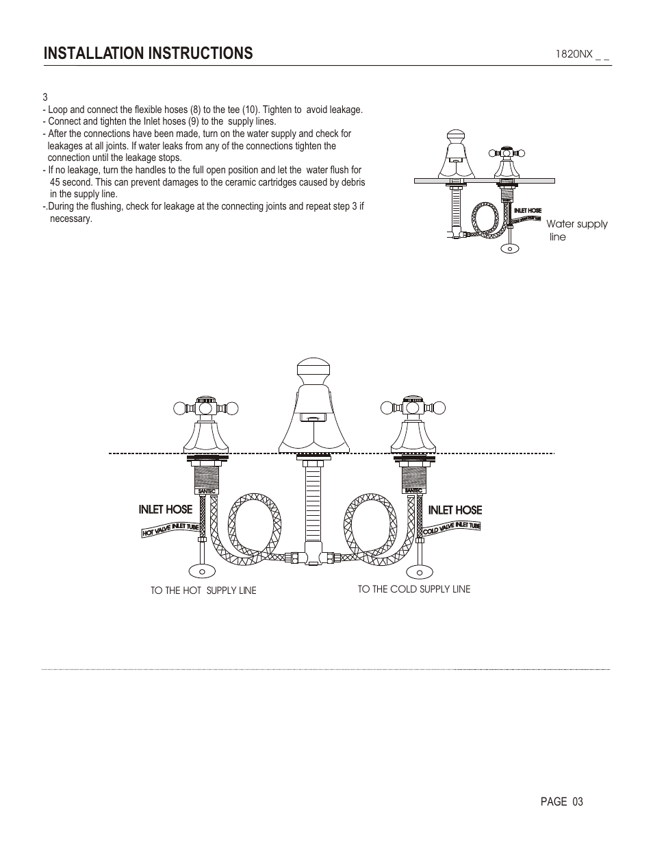 Installation instructions, Page 03, Inlet hose | Santec 1820NX User Manual | Page 3 / 4
