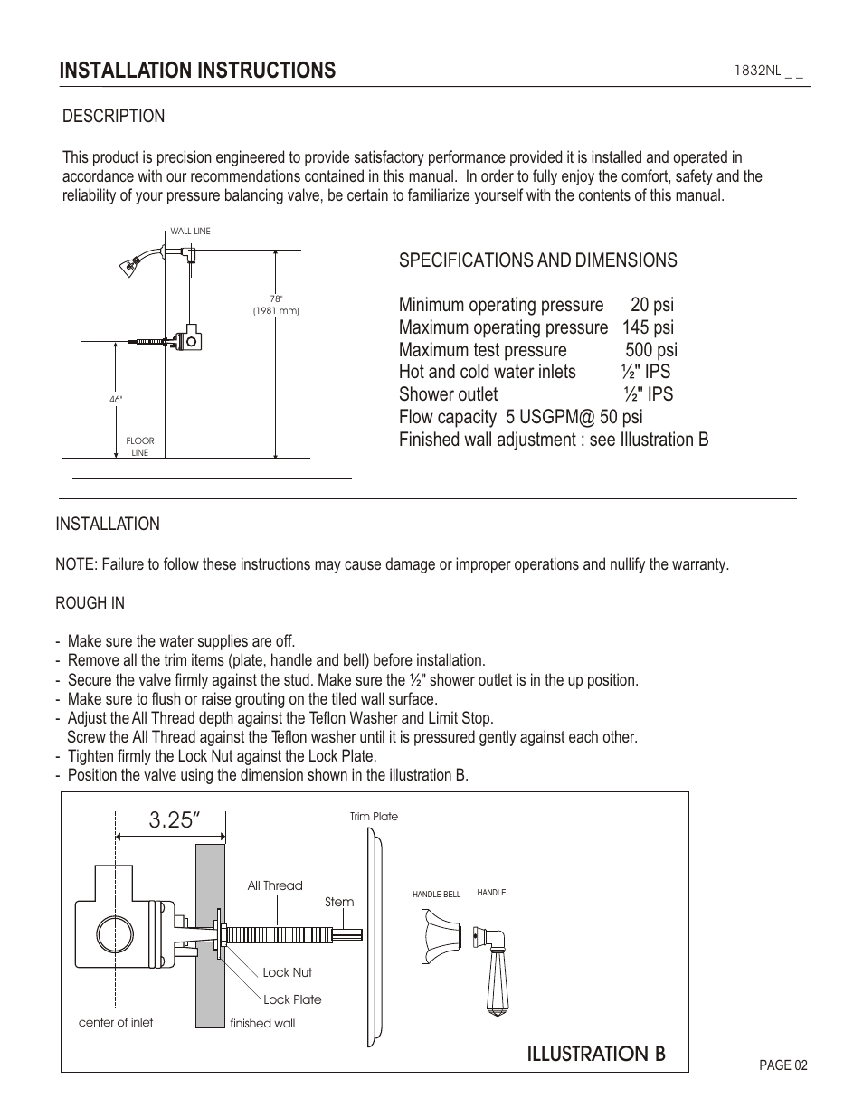 Installation instructions, Illustration b, Description | Installation | Santec 1832NL User Manual | Page 2 / 4