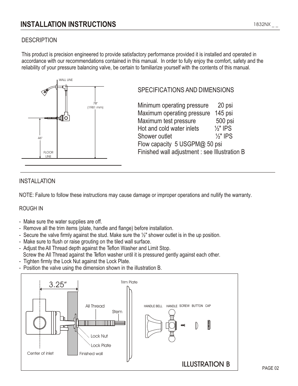 Installation instructions, Illustration b, Description | Installation | Santec 1832NX User Manual | Page 2 / 4