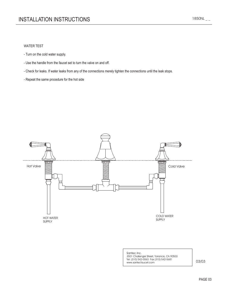 Installation instructions | Santec 1850NL User Manual | Page 3 / 4