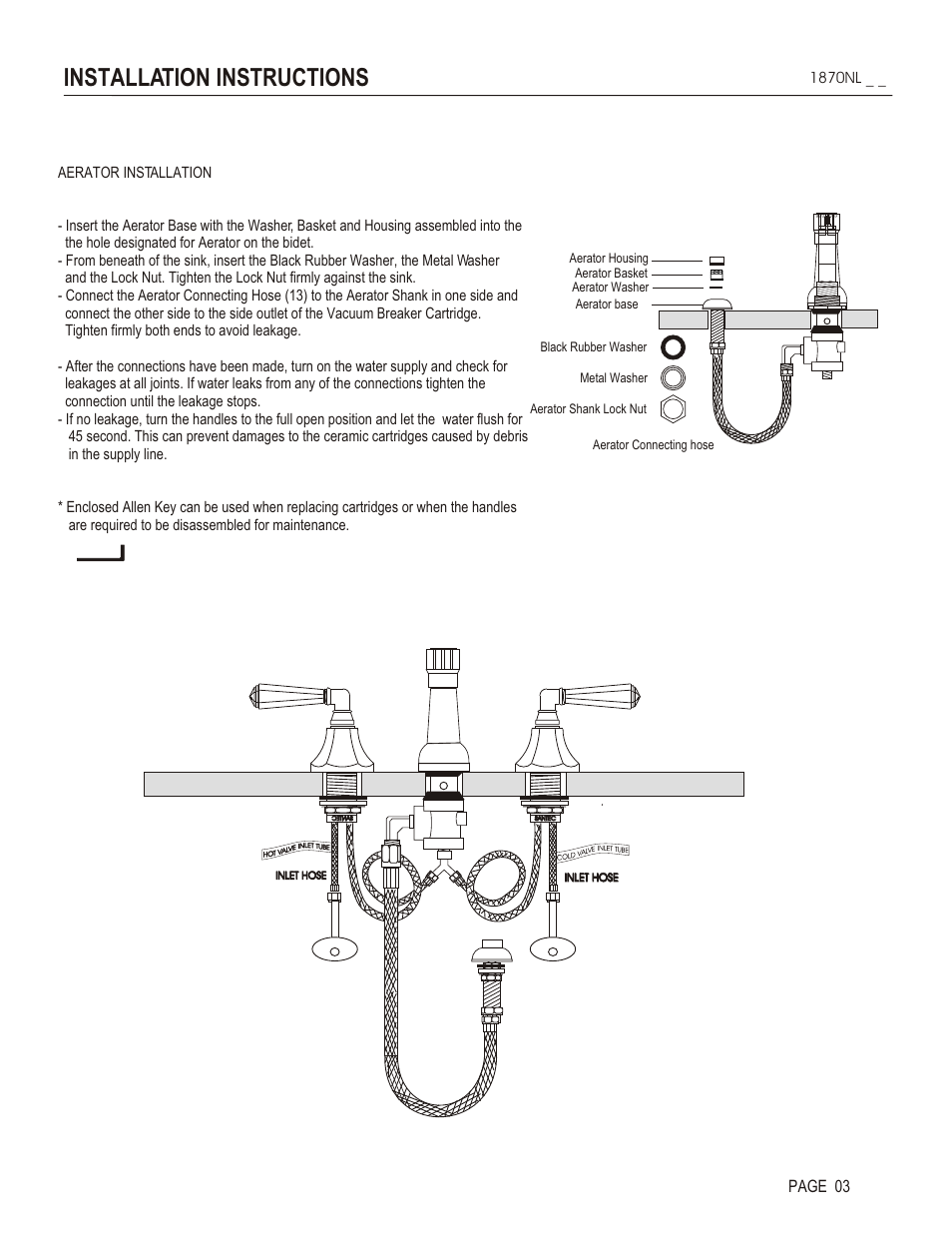 Installation instructions, Page 03, 1870nl | Santec 1870NL User Manual | Page 3 / 4