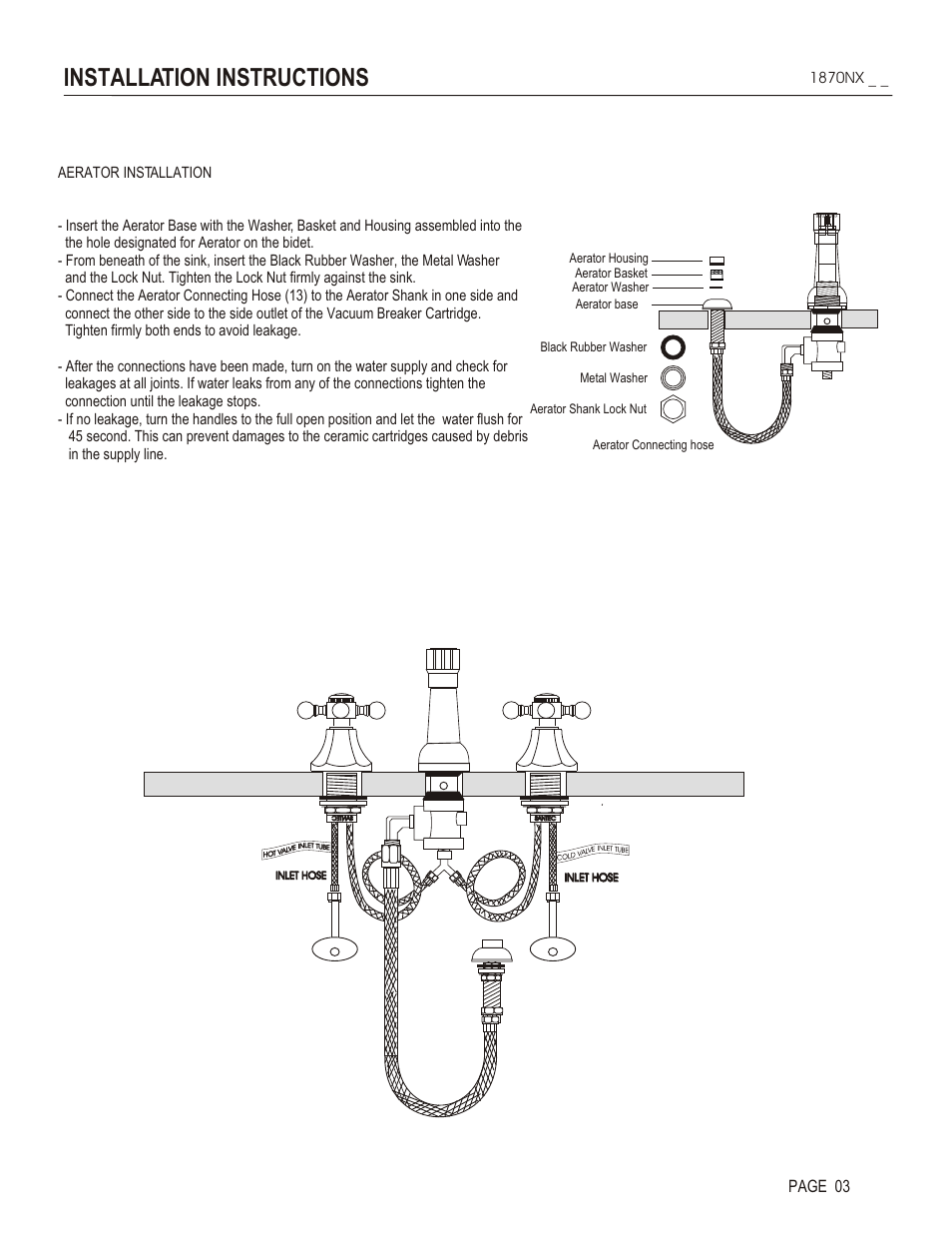 Installation instructions, Page 03, 1870nx | Santec 1870NX User Manual | Page 3 / 4